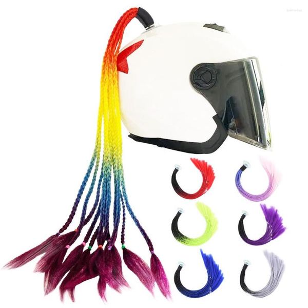 Caschi da moto trecce per casco da 1 pezzo/12 fili parrucca da donna per moto decorazione per capelli punk torsione multicolore