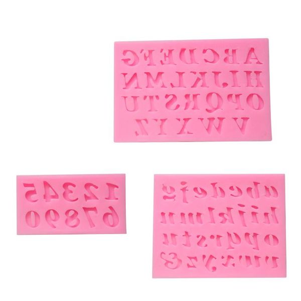 Торговые инструменты 3pcs/установленные буквы в форме силиконовой плесени сахарная паста 3D Фондант