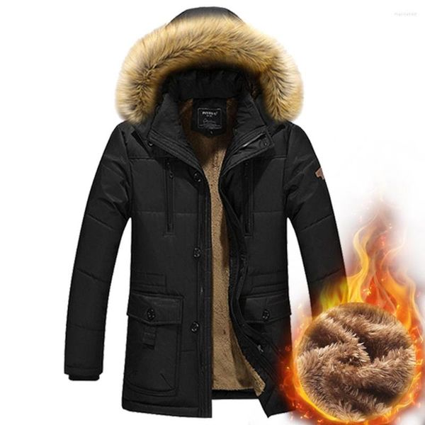 Männer Unten Schöne Winter Männer Jacken Dicke Warme Plus Größe 4XL Casual Hinzufügen Wolle Mit Kapuze Pelz Kragen Parkas Mode outwear Mit Knöpfen