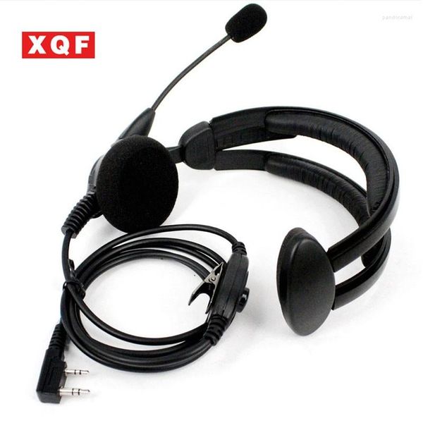 Walkie Talkie XQF Schwarz 2-polige Kopfhörer-Headsets mit drehbarem Boom-Mikrofon für Baofeng UV-5R Zweiwegeradio