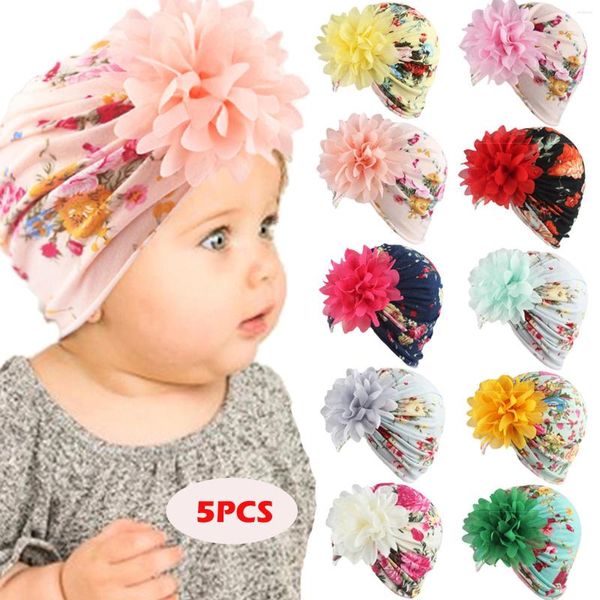 Cappelli carino 5 pezzi primavera estate stampato frutta cartone animato neonate cappello nato neonato bambino bambini turbante berretto a sfera rotonda