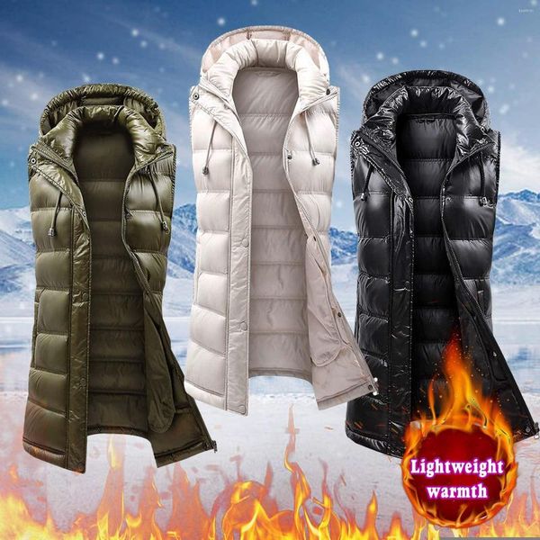 Coletes femininos colar jaqueta cama de inverno feminino colete com capuz com capa com calda de casacos de capa bolsos acolchoados