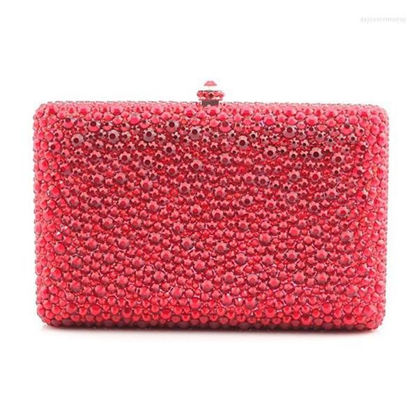 Borse da sera XIYUAN BRAND Borsa di cristallo Pochette da giorno con perline Borsa da sposa da donna Borse con strass Pochette argento nera Rossa