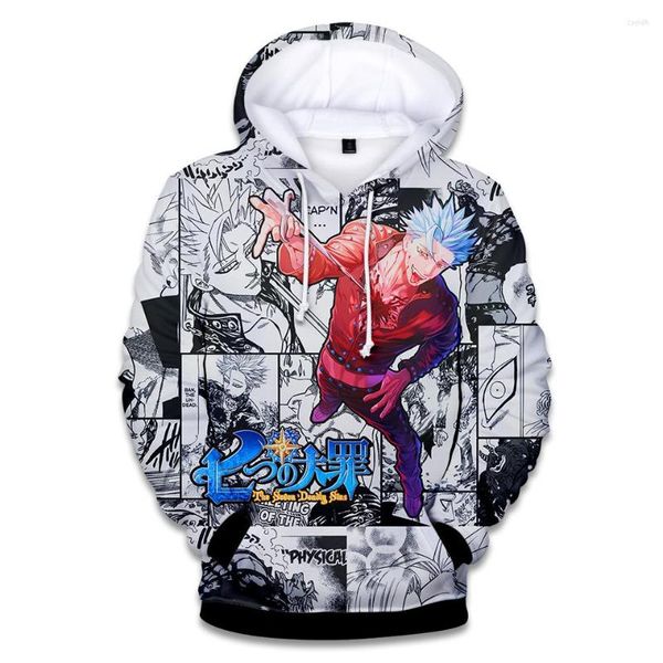 Herren Hoodies Nanatsu No Taizai 3D Anime Harajuku Hoodie Jungen Mädchen Bequeme Sweatshirt Tops Herbst Mode Straße Coole Pullover Kleidung