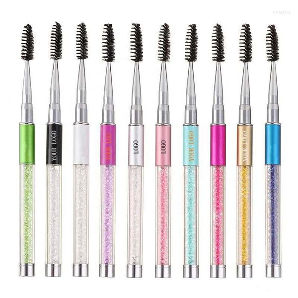 Make-up-Pinsel Private Label 10 Farben Spirale Kristall Micro Mascara Applikator Verlängerung Spoolie Reinigung Wimpernbürste mit Abdeckung