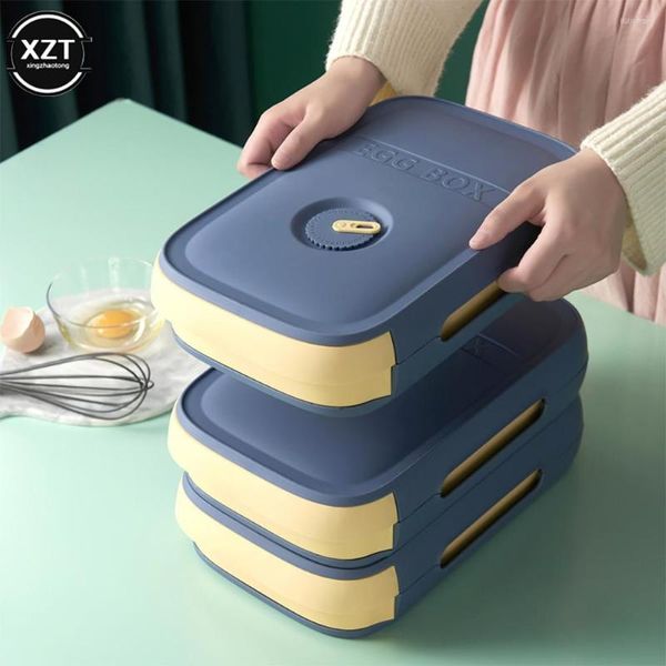 Scatole portaoggetti Impilabili Sigillate Portauova per conservazione fresca Contenitore Cassetto Tipo vassoio Frigo da cucina Organizzatore di uova in plastica con coperchio