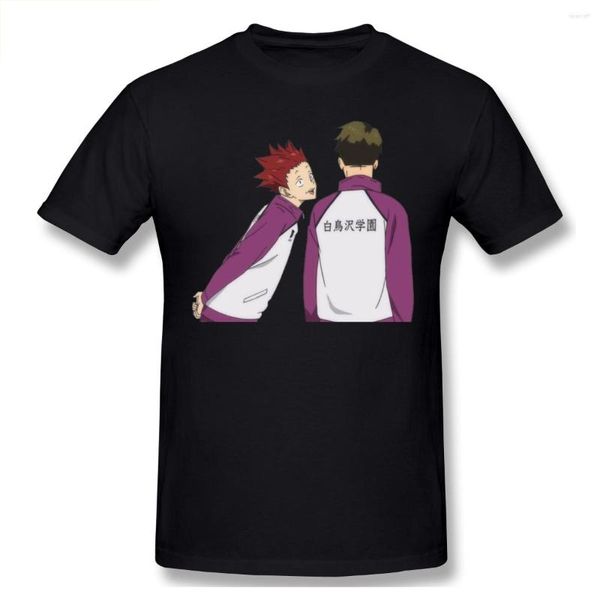 Erkek tişörtler haikyuu anime ushijima ve tendo gömlek artı pamuklu pamuklu mürettebat kısa kollu özel tshirt erkekler