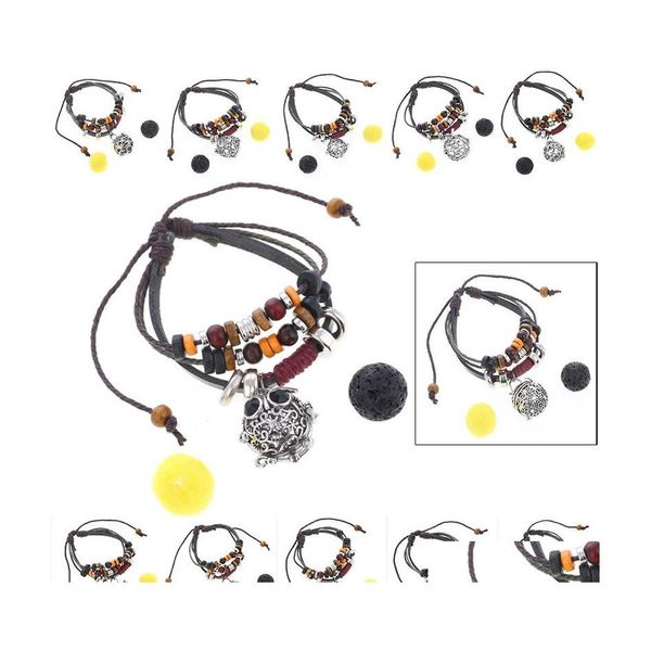 Altri braccialetti Bracciale Diffusore di olio essenziale Locket in pelle per gioielli da donna Aromaterapia Bangle B385Q Z Drop Delivery Dhuoa