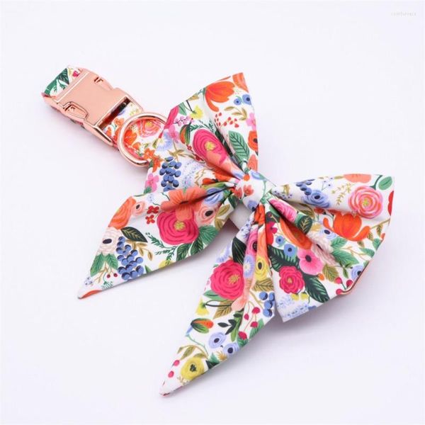 Collari per cani 2023girl Collare Fiore Bandana Scrunchie Guinzaglio Set per gatto con fibbia in metallo oro rosa