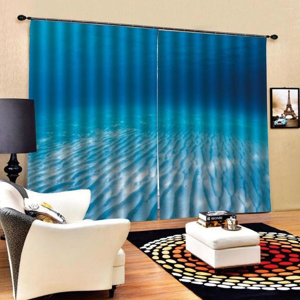 Curtain Po Blackout Window Drapes Luxury 3D Curtains For Living Room Blue Water