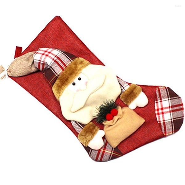 Noel Süslemeleri Ekose çoraplar dekorasyon hediyeleri çocukların şeker hediye çantaları