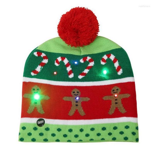Noel dekorasyonları büyük anlaşma yetişkin çocuklar önderlik eden hafif örgü şapka örgü kapağı parti renkli sıcak zencefilli kurabiye adam