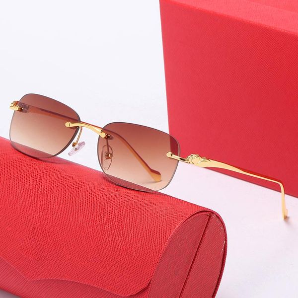 Classic Designer rimless sunglasses mens with Cartter Head for Men and Women - Gold and Silver Composite Metal Rimless Optical Frame