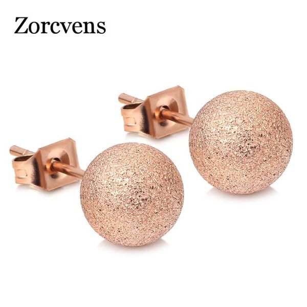 Brincos de garanhão Modyle 2023 Bola de aço inoxidável de cor de ouro rosa para joias de moda feminina