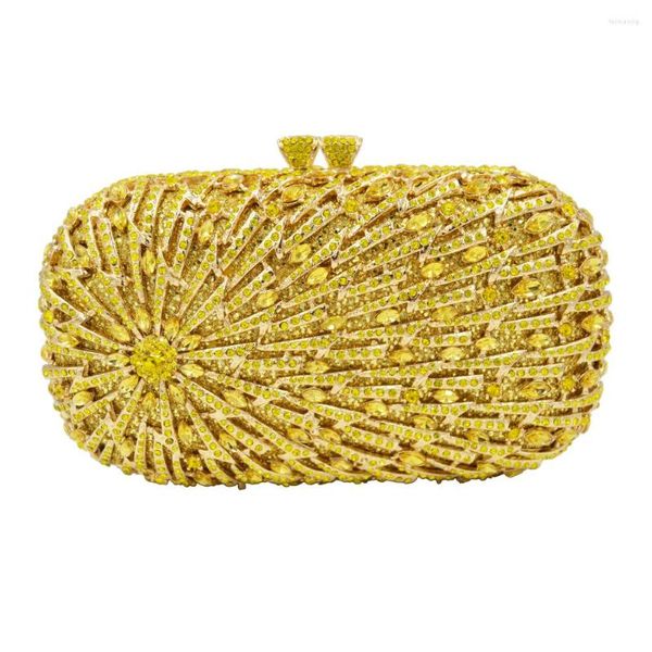 Bolsas de noite Deluxe limão amarelo cinza rosa ouro cristal saco de bolsa feminina embreagem fêmea bolsas de mulheres sc633