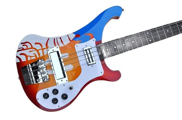LvyBest 4 Strings Bass Guitar Electric com Pickguard White Pickguard Rosewood Hardware Chrome Fornecer servi￧o personalizado
