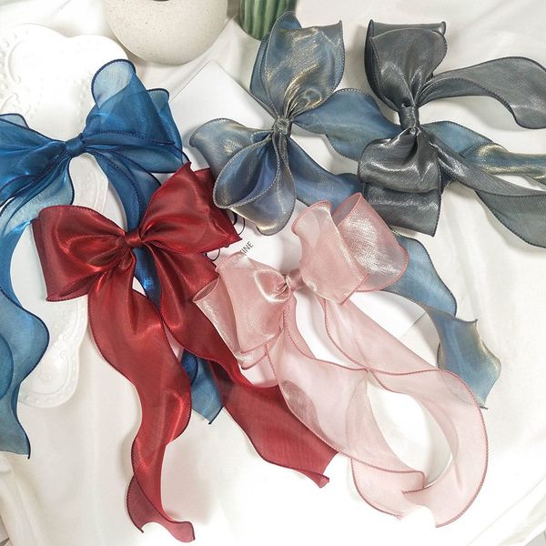 Ragazze Mermaid Giltter Big Ribbon Bow Hair Clip per le donne Ragazze Vintage Wedding Long Ribbon Forcine per capelli coreane Barrette Accessori per capelli 1491