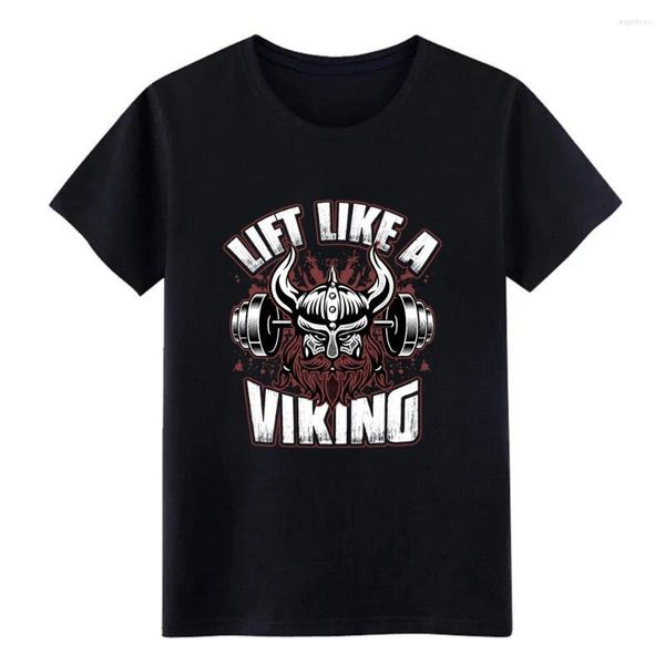 Herren-T-Shirts „Lift Like A Viking“, Fitness, Workout, Heben, feuchtigkeitsableitendes Herren-Shirt, bedrucktes T-Shirt aus Baumwolle mit rundem Kragen im Sommerstil