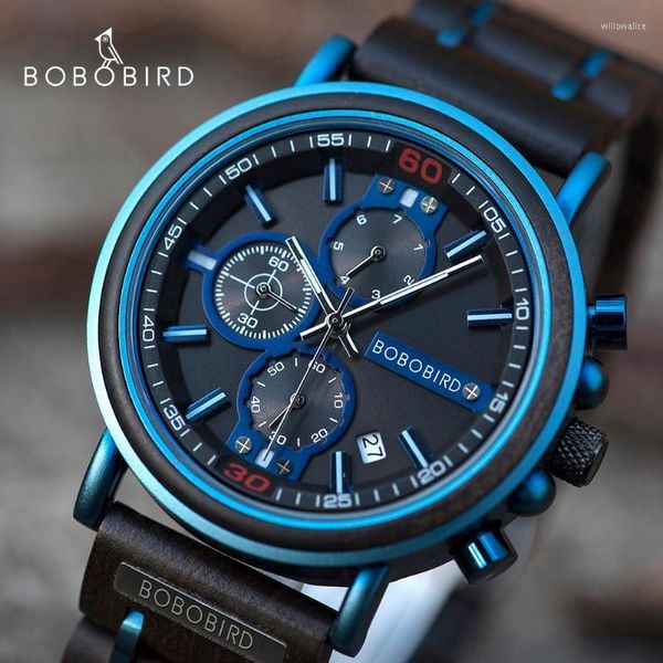 Нарученные часы Bobo Bird's Men's Watches Luxury Mens Quartz Clocks Date Worke Watch Charge Chronograph Luminous Businesswristwatches