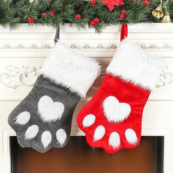 Decorazioni natalizie Calze lunghe con motivo per animali domestici Borsa porta regali da appendere alla casa delle vacanze Kerst Attentie