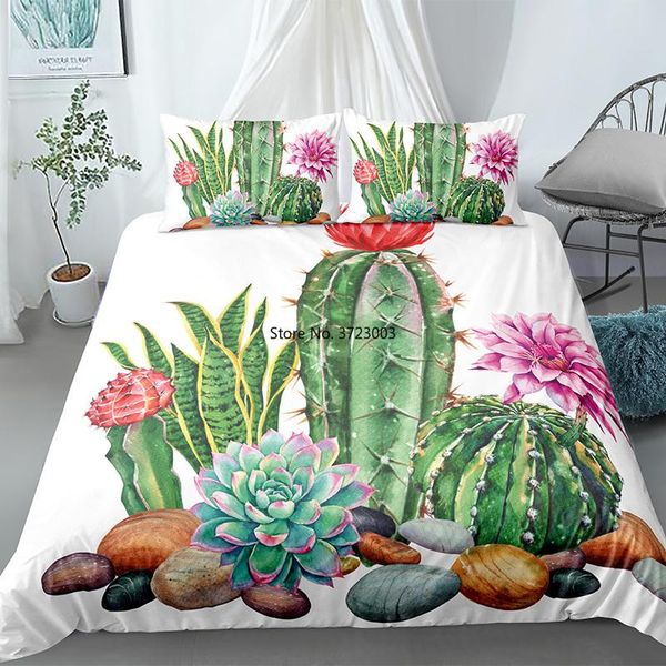 Set di biancheria da letto Fashion set di cactus impianti per la casa in 3D arredamento giù per copertina di copertura Canowcase camera da letto Multi-size