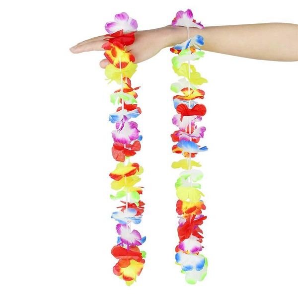 Flores decorativas grinaldas 10pcs/lote havaí festa artificial colar de guirlanda DIY Acessórios de roupas de fantasia Summer praia de praia festival