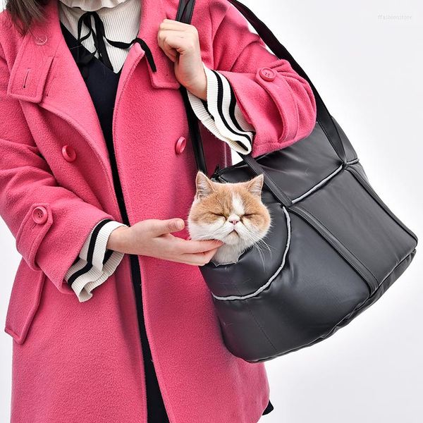 Hundewagensitzabdeckungen !!! Pawzroad Pet Carrier Cat Pu Leder Schwarzer Welpe für kleine große Hunde Ausflug weiche Tasche