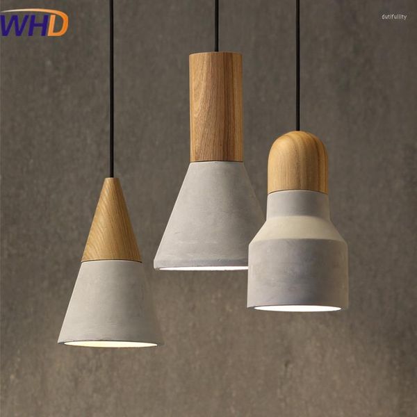Подвесные лампы стиль чердак промышленные цементные светильники e27 / e26 гнездо деревянные светильники для дома светодиодные светильники