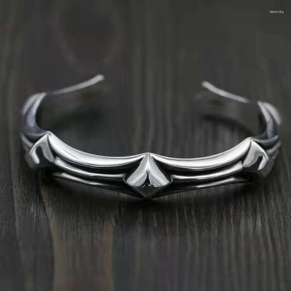 Armreif Vintage Silber Farbe Fischgrätenförmiges offenes Armband Herren Persönlichkeit Bankett Schmuck Accessoires Geschenk