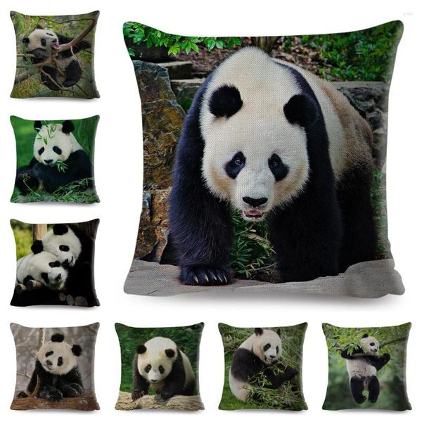 Travesseiro fofo case panda decoração adorável animal selvagem tampa impressa para sofá home car de crianças travesseiro de poliéster de poliéster