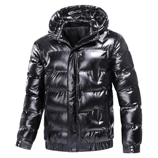 Männer Daunen Parkas 2023 Winter Jacke Lässige Warme Dicke Mantel Modische Mit Kapuze Männer Kleidung Glänzende Wasserdichte Jacken Größe 4XL S6890