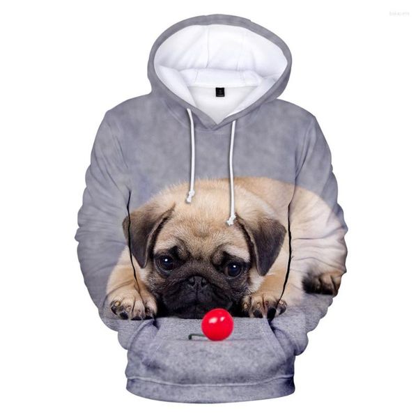 Moletom de moletom masculino harajuku harajuku harajuku alojamento outono 3d pug com capuz casual meninos meninas de rua moda