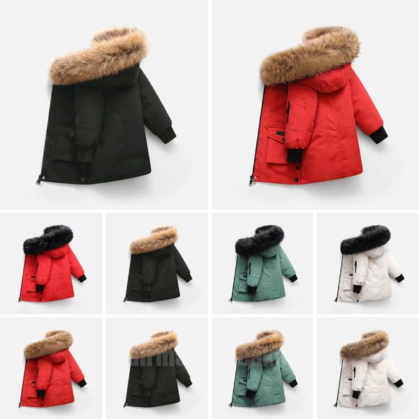 Kinder Daunenmantel Winterjacke Junge Mädchen Baby Oberbekleidung Jacken mit Abzeichen Dicke warme Oberbekleidung Mäntel Kinder Parkas Klassische Parkas 2023