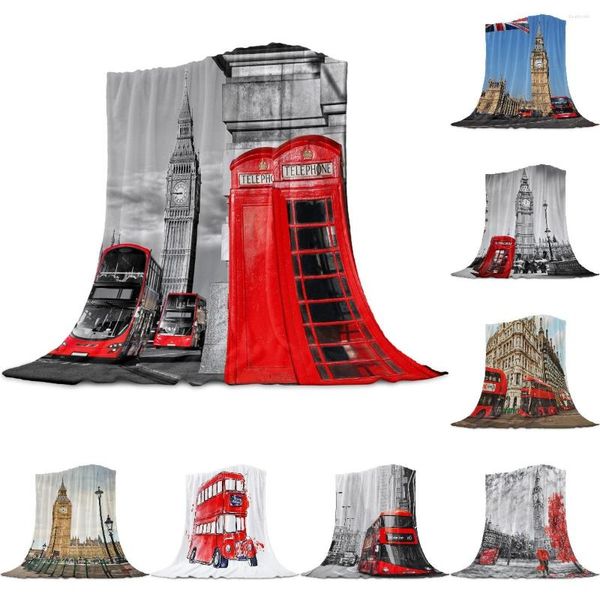 Decken London Telephone Booth Coral Fleece Decke Winterlaken Tagesdecke Schlafsofa Überwurf Leicht Dünn Weich Warm Flanell