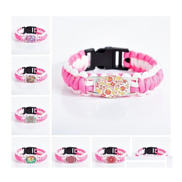 Шармовые браслеты индийская мандала цветок жизни для женщин Girls Glass Pink Bord Bracelet Bracelet Justerry Jewelry в BK Drop Delive Otnht