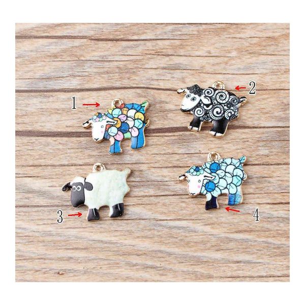 Charms 10 pezzi di alta qualità moda smalti regalo pecora lega pendente braccialetto collana accessori di gioielli fai da te consegna goccia pinna Dhdg8