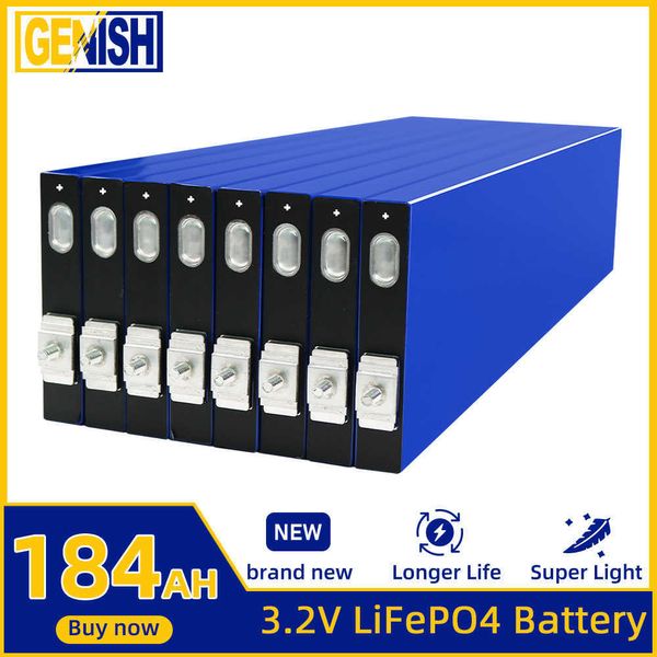 200AH 3.2V LIFEPO4 Fosfato de lítio Fosfato Recarregável DIY 184AH Battery Deep Cycle Cell para 12V Off Grid Solar Power System