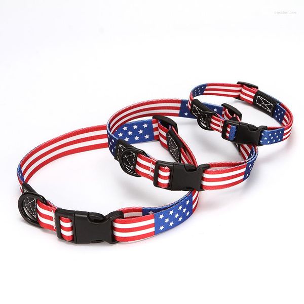 Colarinho de cachorro American Flag Collar para e chicote de banda de gato com acessórios de trela