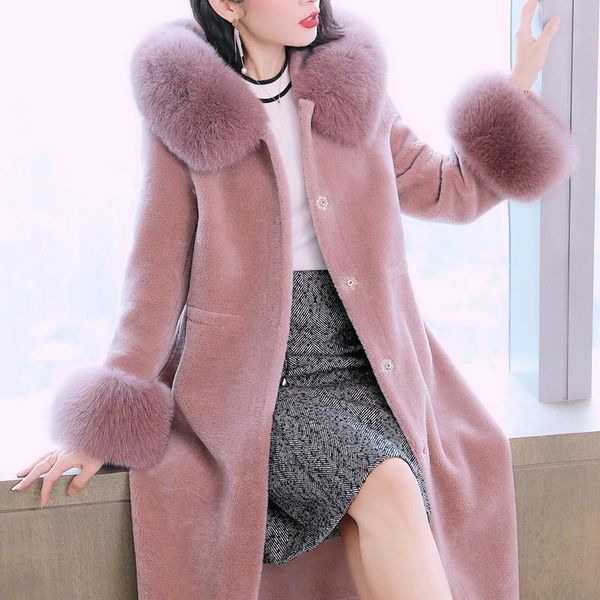 Pelliccia delle donne Del Faux Reale Delle Donne di Inverno Caldo Giacca Sottile di Pecora Shearling Cappotto di Lana Cappotto Abrigos Mujer Invierno 2023 8112 delle Donne