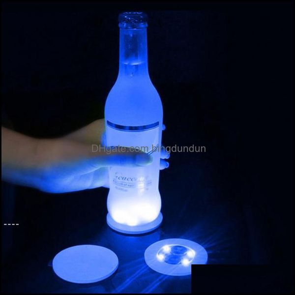 Tappetini Tappetini Adesivi per bottiglie Newled Sottobicchieri Luce 4Led Adesivo Luci a LED lampeggianti per feste Bar Uso domestico Rrd12664 Drop Del Ot4Ey