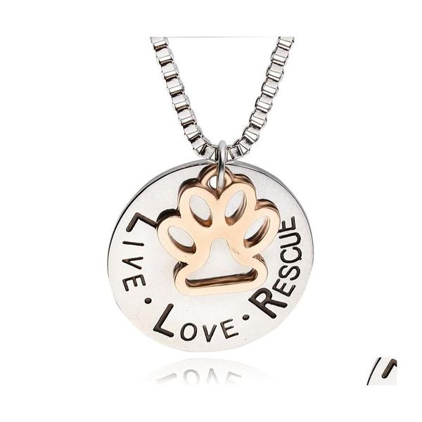 Anhänger Halsketten Nette Live Love Rescue Schriftzug Halskette Tier Katze Hund Pfotenabdruck Personalisiert Für Frauen Männer S Modeschmuck Dro Otlqo
