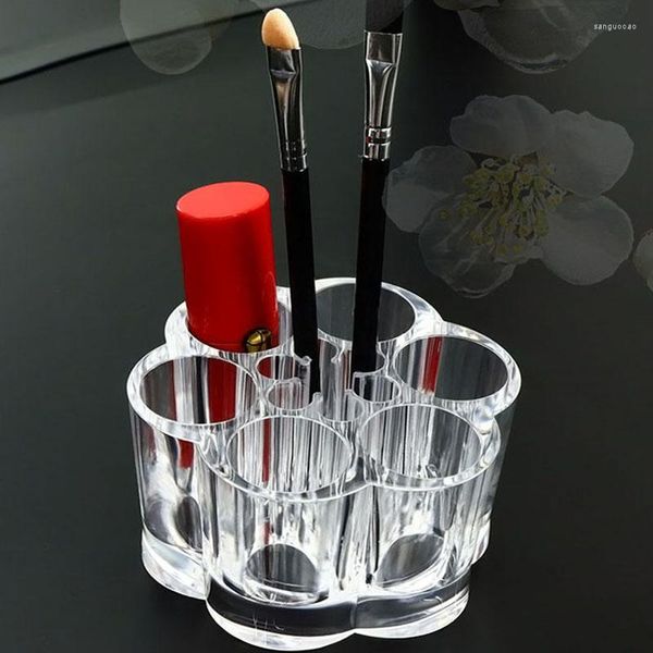 Aufbewahrungsboxen Kreative Blumenform Klarer Acryl-Make-up-Organizer Kosmetikschmuck-Display-Box Make-up-Rack Schönheitspflege Lippenstift halten