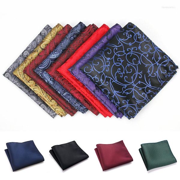 Laço amarra o lenço quadrado vintage paisley masculino britânico design floral impressão de bolso lenço de bolso Toalha de peito acessórios