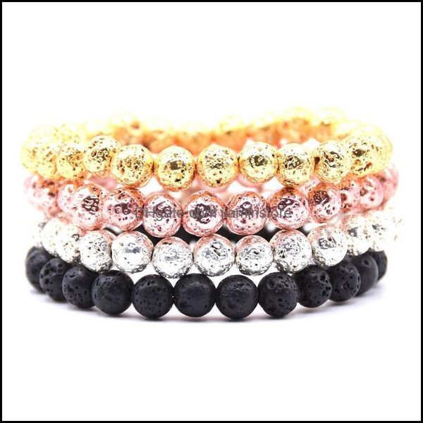 FILHAS 4COLORS 8MM LAVA STONE BRACELETS SELTROPLADOS Óleo essencial vulcânico por difusor Jóias de ioga entrega OTZ4M