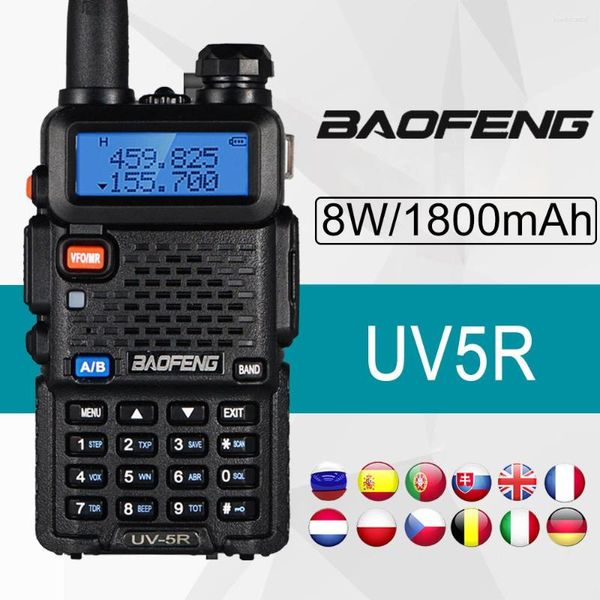 Walkie Talkie Baofeng UV-5R Stazione radio CB professionale Ricetrasmettitore UV 5R 8W VHF UHF Prosciutto da caccia UV5R portatile
