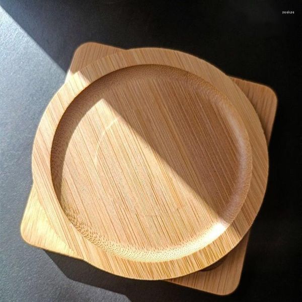 Tovagliette da tavola 6 pezzi Sottobicchieri per tovaglietta in legno di bambù Sottobicchieri durevoli Rotondi quadrati Resistenti per la casa Tappetino per caffè da 10 cm