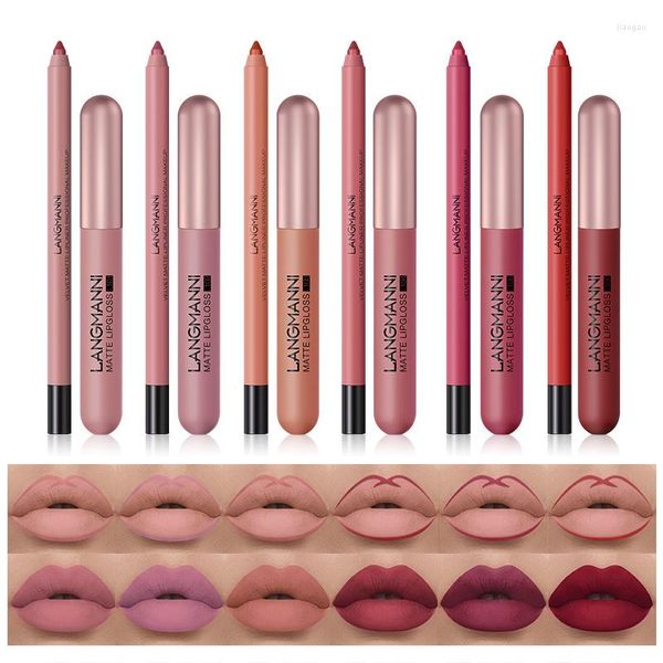 Lip Gloss 12pcs/set Sexy Velvet Lipstick fosquinho impermeável à prova d'água Longa Non Stick Copo Cosmético Kit de combinação de cosméticos