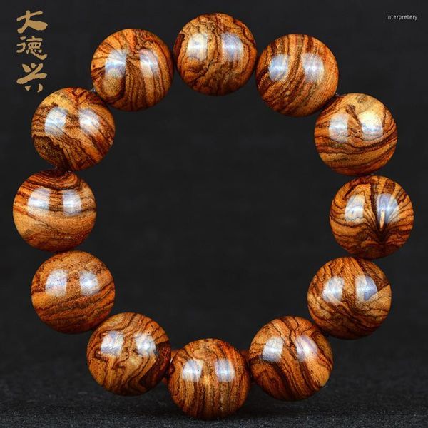 Strand Beaded Strands Hainan Huanghuali Landscape Pattern High Oil And Density 20mm Beads Bracciale Full Of Water Ripple Bracciali per uomo