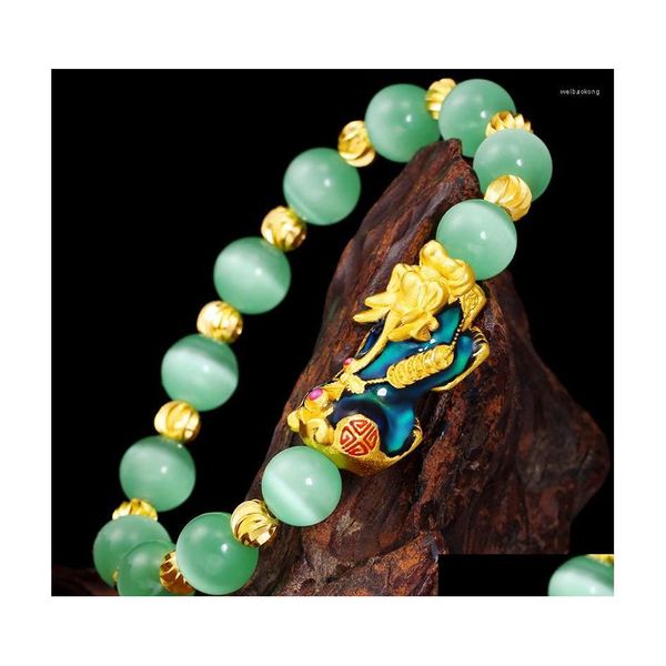 Strand Green Opal Stone Breads Bracelet Energia Mudança de cor de Deus Besta Piuxiu Chinesa Lucky Bangles Bracelets for Women D Dhrvd