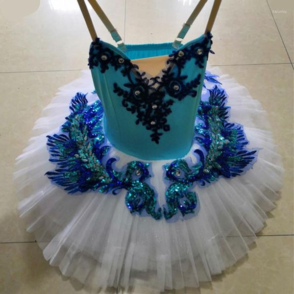 Palco desgaste de pássaro azul ballet tutu cisne lago panqueca criança collant dress bailarina menina de dança de dança